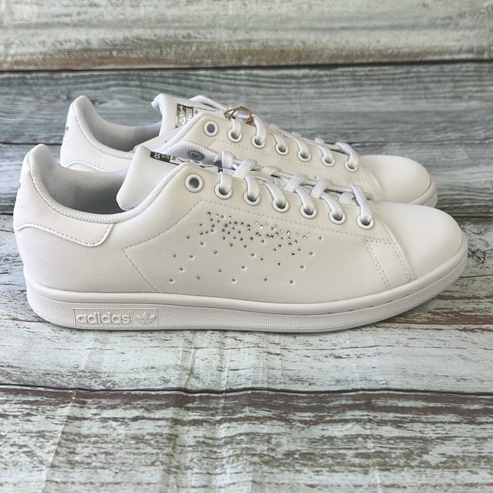 Adidas Original Stan Smith J White/White/Silver Size 7 Big Kids - Picture 6 of 14